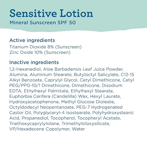 BLUE LIZARD Sensitive Mineral Sunscreen with Zinc Oxide 50+ Water Resistant UVAUVB Protection with Smart Cap Technology Fragrance Free , Sensitve, SPF 50 - - Tube, Unscented, 5 Fl Oz