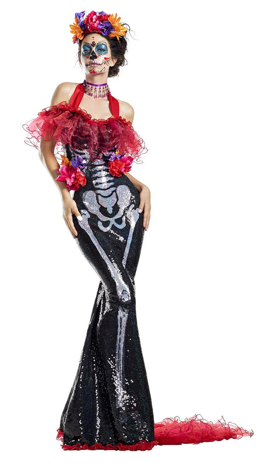 Party King Glamour Muerta Day of The Dead Disfraces para Adulto Mujer