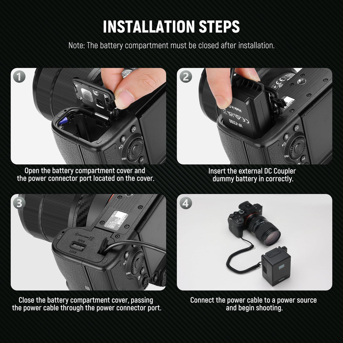 NEEWER D Tap to NP-FZ100 Batería Simulada con Cable para V Mount Batería, Fuente de Alimentación Estable para Sony ZV-E1 A1 A7 III A7 IV A7C II R III IV V A7S III A9 II A6600 A6700 FX3 FX30, VP-FZ100