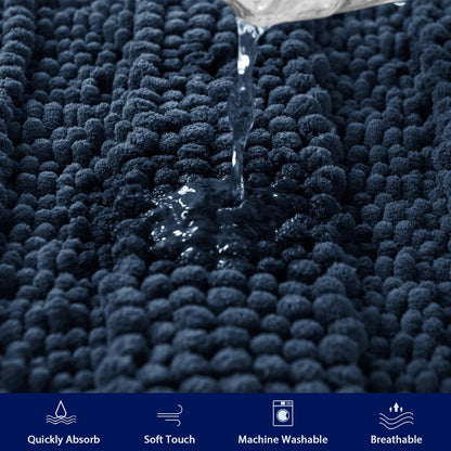 subrtex Alfombra de Baño Suave y Absorbente Alfombra de Ducha Microfibra Lavable Tapete (Azul Oscuro, 40×60cm+50×80cm)
