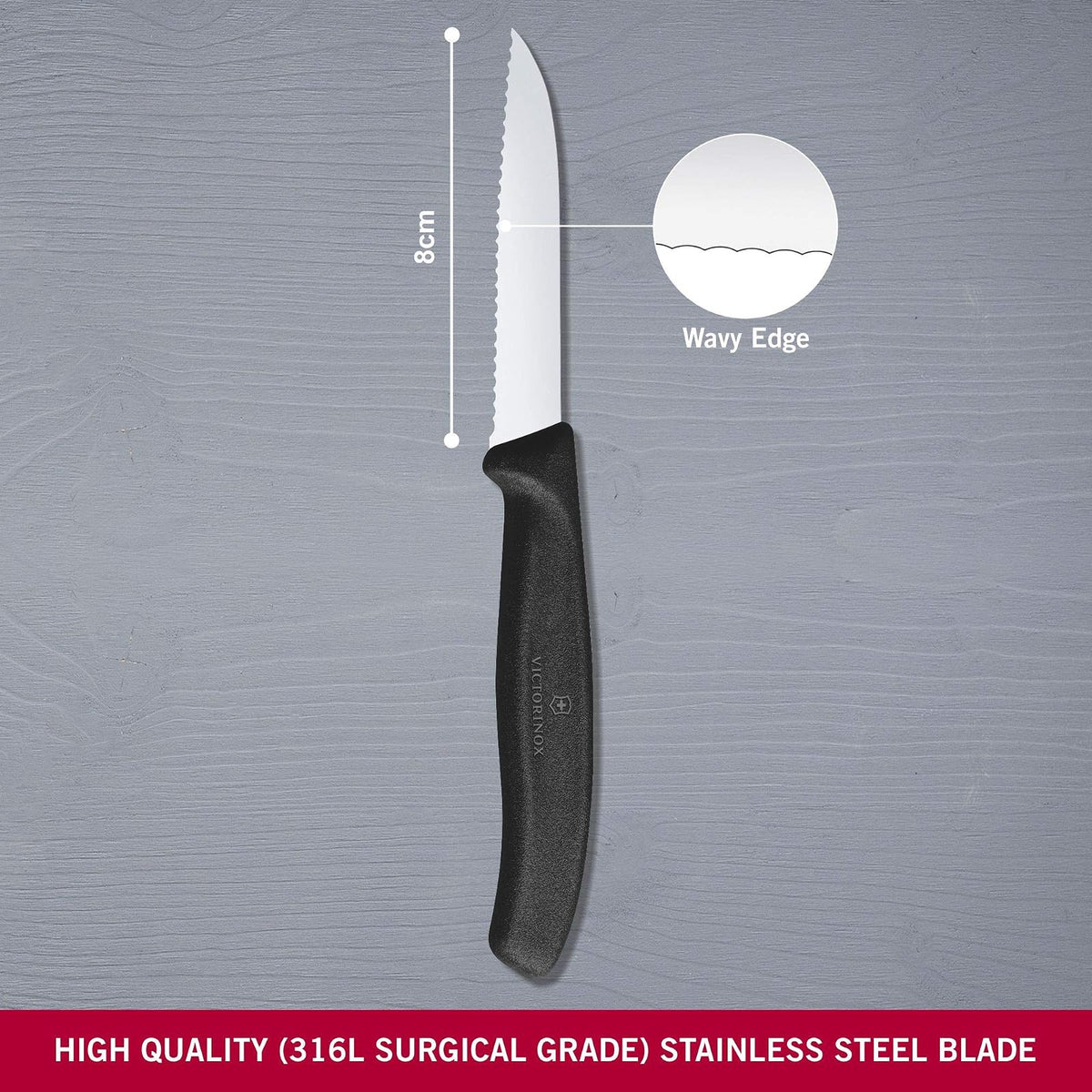 Victorinox Cuchillo para Verduras, Negro, 8 Centímetros