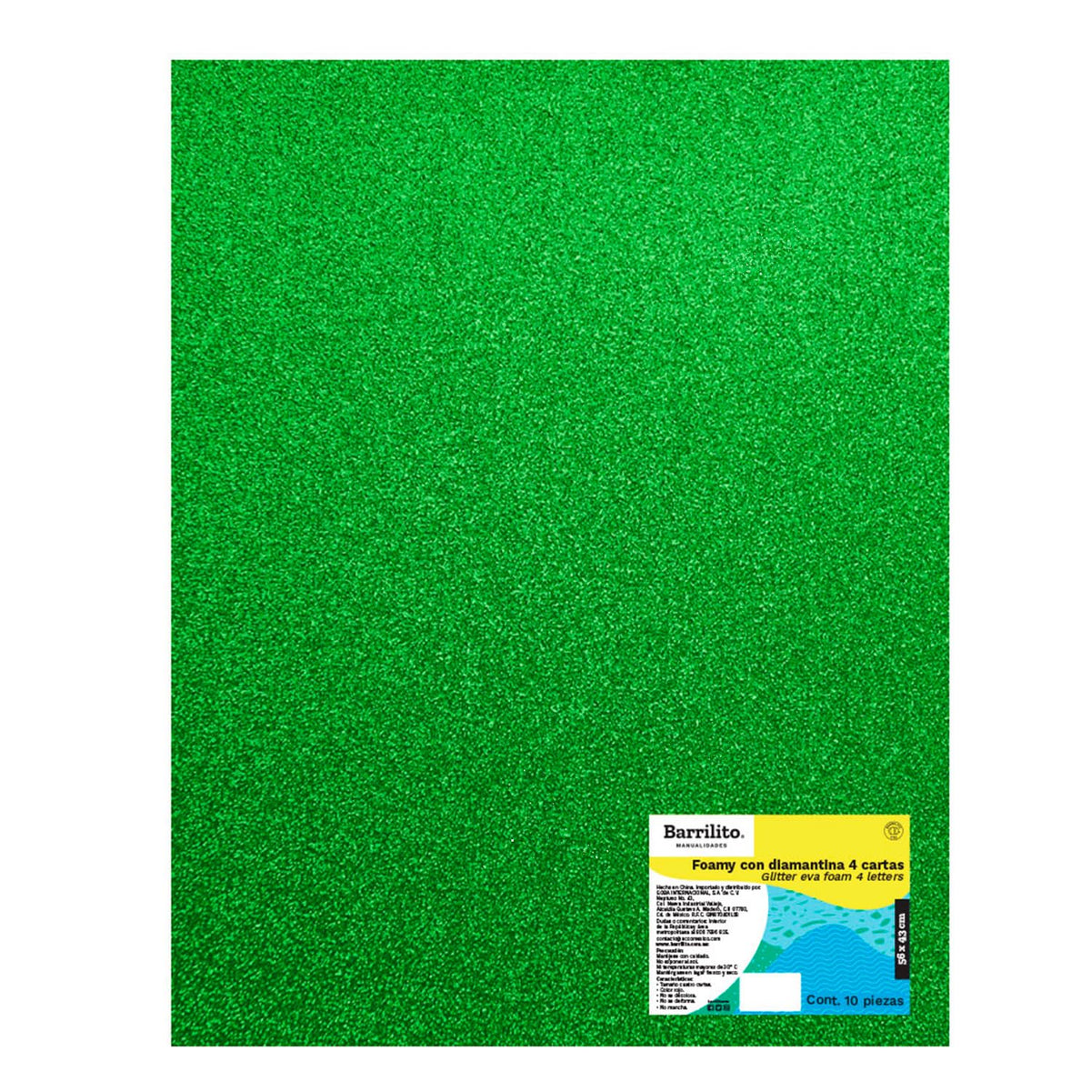Barrilito Foamy Diamantinado. Tamaño 4 Cartas. 56x43cm. Verde Hoja. FD4C012