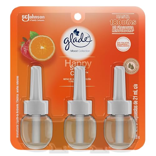 Glade Aromatizante para Hogar Eléctrico Sweet Citrus, 3 Repuestos 21 ml