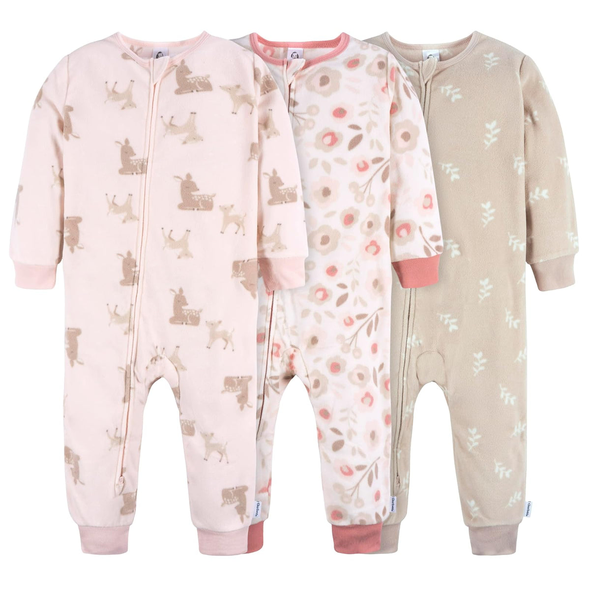 Gerber Flame Resistant Fleece Footless Pajamas 3-Pack Durmientes para bebés y niños pequeños bebés niñas