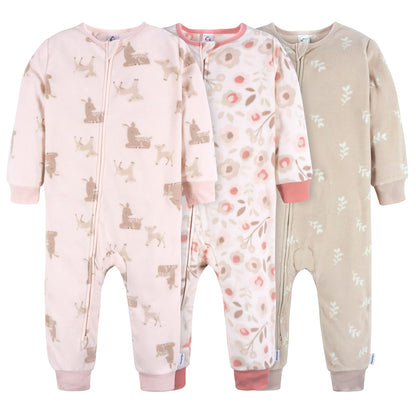 Gerber Flame Resistant Fleece Footless Pajamas 3-Pack Durmientes para bebés y niños pequeños bebés niñas