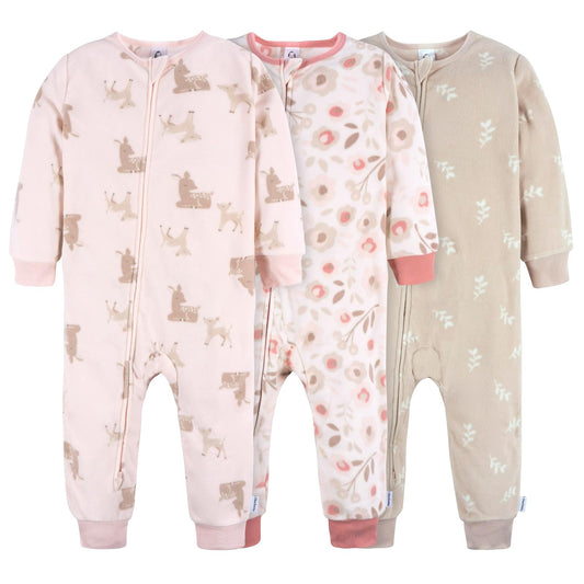 Gerber Flame Resistant Fleece Footless Pajamas 3-Pack Durmientes para bebés y niños pequeños bebés niñas