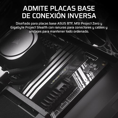 Corsair Frame 4000D RS ARGB Caja Modular ATX Mid–Tower para PC – Alto Flujo de Aire, 3 Ventiladores RS ARGB preinstalados, ASUS BTF, MSI Project Zero, Gigabyte Project Stealth – Negro