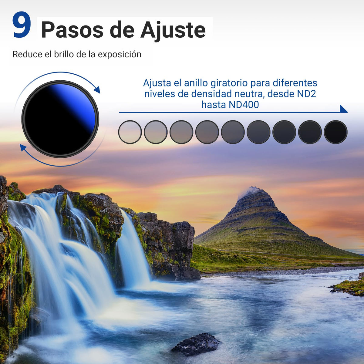 NEEWER 67mm Variable ND Filter ND2-ND400, Densidad Neutra Filtro de Lente | 1-9 Stops, Multiple Coatings, Water y Scratch Resistant