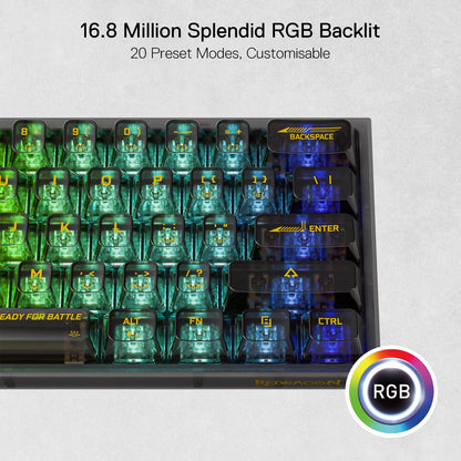 Redragon K617 SE 60% Teclado para Juegos RGB con Cable, Teclado mecánico Compacto y Transparente de 61 Teclas con Placa translúcida, Interruptor Lineal Personalizado, Compatible con Driver