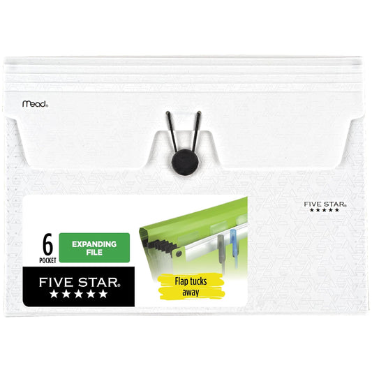 Five Star Carpeta Expandible 6 Bolsillos 13 x 9 1/4 pulgadas Blanco