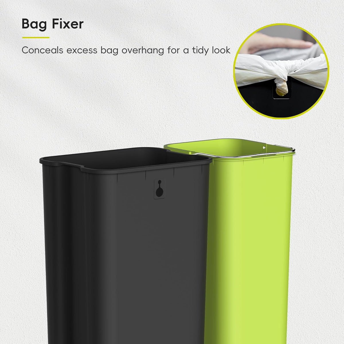 EKO EcoCasa - cubeta de basura de acero inoxidable de doble paso para reciclaje, cubeta de basura rectangular de cocina de 30 l+20 l, pedales y tapas independientes, cierre suave y resistente a las