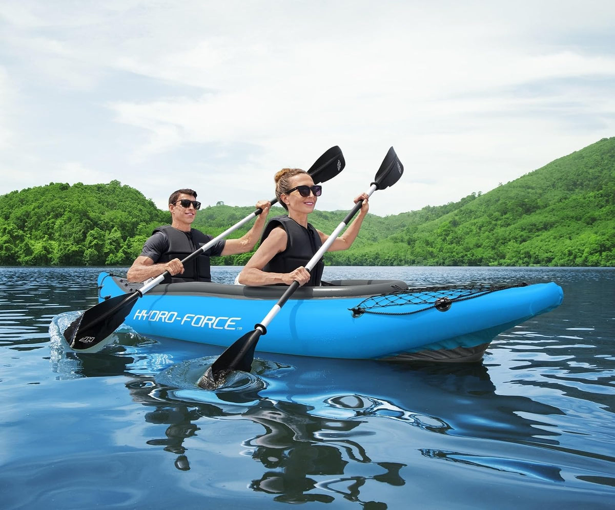 Hydro-Force 9'2" x 34" Ventura Elite X1 Inflatable Kayak Set | Fits 1 Adult | Includes Boat, Aluminum Paddle, Hand Pump, Fins, Seat, Gear Bag, Carry Bag, Repair Patch Kit