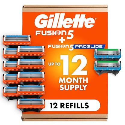 Gillette - Recambios de cuchillas de afeitar Fusion5 para hombre, 10 unidades + recambios de cuchillas Fusion5 Proglide, 2 unidades