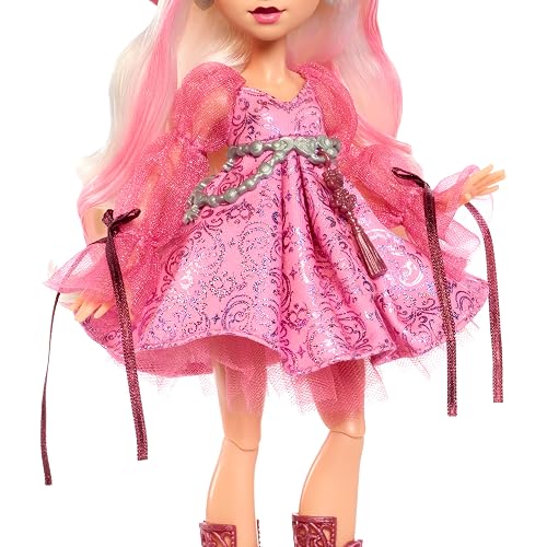 Monster High Muñeca Moonspell Magic Carina Song 4Y+ | Bruja del amor en vestido rosa con caldero sorpresa y accesorios: espejo, sombrero y libro de hechizos, JNM26