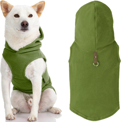 Gooby Every Day Fleece Cold Weather Dog Vest with Hoodie for Small Dogs, Green, Large