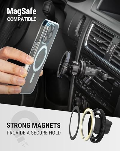 Scosche SMS1CD MagSafe - Soporte magnético Ajustable para teléfono Celular para Reproductor de CD de Automóvil, Compatible con iPhone 16, 15, 14, 13, 12 Pro MAX Mini Plus, Funda mag Safe y más con Anillo