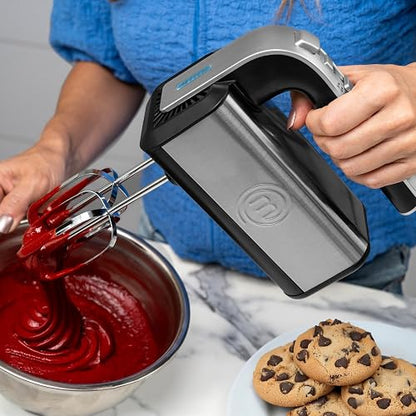 Hukën x MasterChef | Batidora de Mano MIX+ 300W | 5 Velocidades + Función Turbo | Tecnología Turbo Mix | Acero Inoxidable | Botón Expulsor | Luz LED de Encendido | 2 Batidores + 2 Ganchos para Amasar