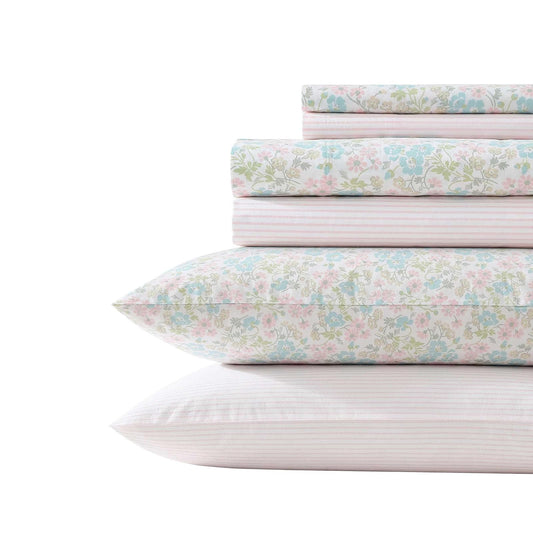 Laura Ashley - Juego de sábanas, Juego de Ropa de Cama súper Suave con Bolsillo Profundo, Incluye Fundas de Almohada a Juego, decoración de habitación Coqueta (Jaynie Pink, Queen)
