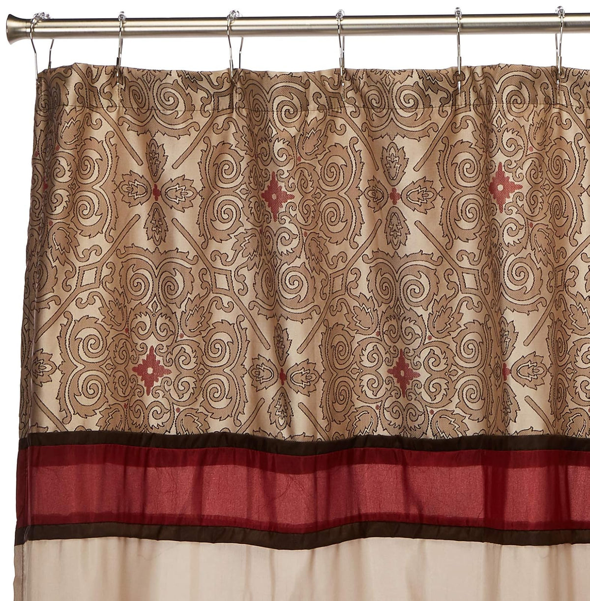 Donovan Design Weave Red Shower Curtain , Jacquard Traditional Shower Curtains for Bathroom , 72 X 72" , Blush