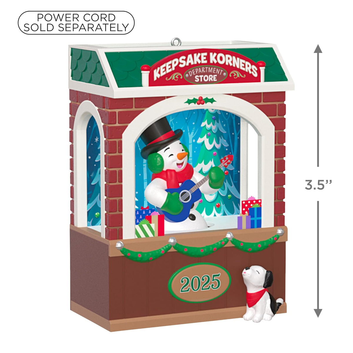 Hallmark - Adorno navideño de Recuerdo 2025, Rockin' Window Shopping 2025 Musical con luz y Movimiento, Regalos de coleccionista de muñeco de Nieve