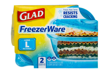 Gladware - Contenedores de almacenamiento de alimentos, grandes, rectangulares para uso diario, recipientes de almacenamiento de alimentos seguros para congelador, soporta hasta 64 onzas de alimentos,