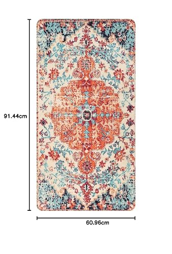 Lahome Bohemian Floral Sock on Runner Carpet Alfombra de baño Lavandería 2x4 Lavandería Hallyway Runner Tapete de baño de Lana Imitación Antideslizante Alfombra de Piso bajo para Cocina Baño Entrada