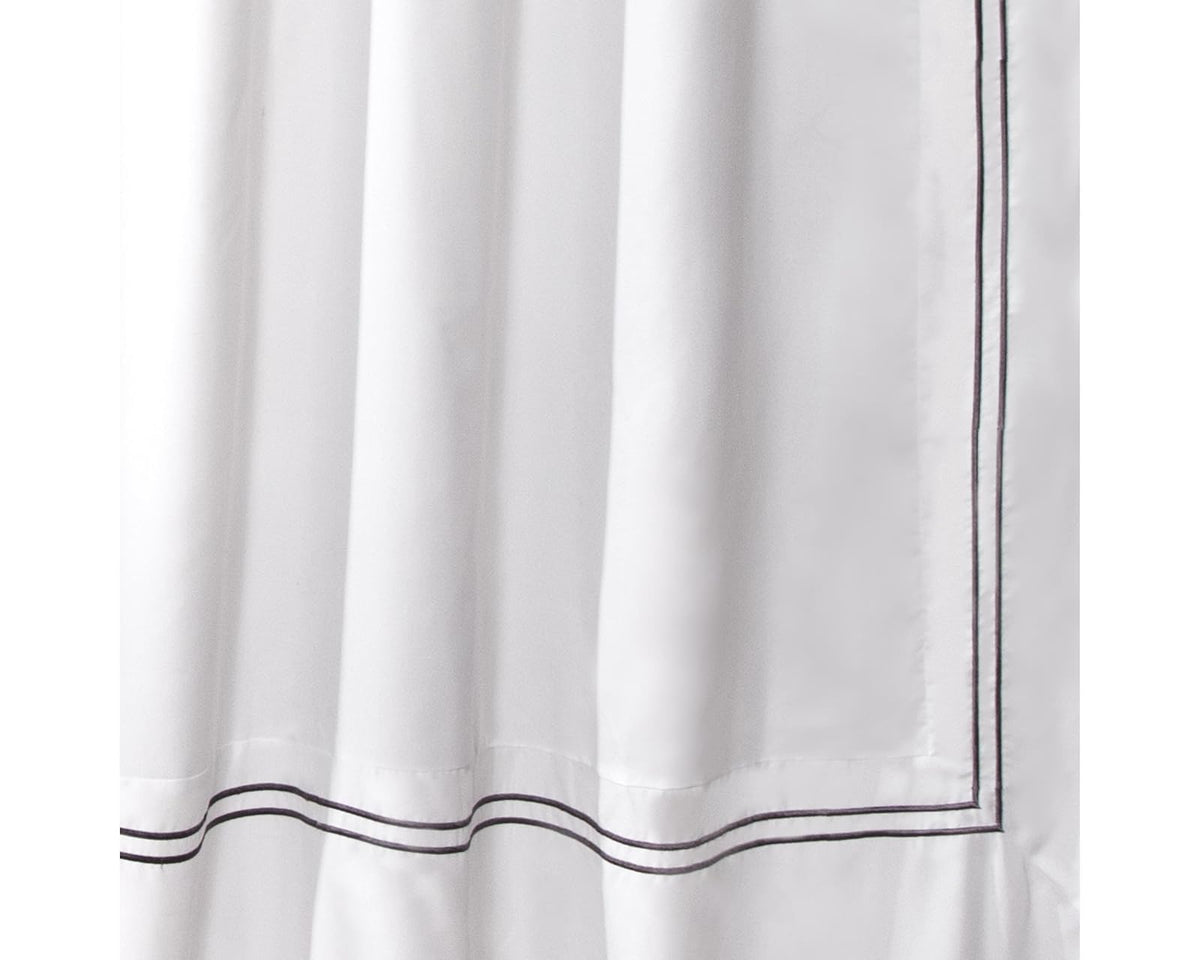 Lush Decor Hotel Collection - Cortina de Ducha de Tela Minimalista Estilo Liso, diseño de baño, 72 x 72 Pulgadas, Blanco y Gris