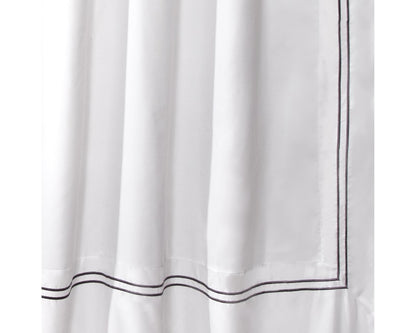 Lush Decor Hotel Collection - Cortina de Ducha de Tela Minimalista Estilo Liso, diseño de baño, 72 x 72 Pulgadas, Blanco y Gris