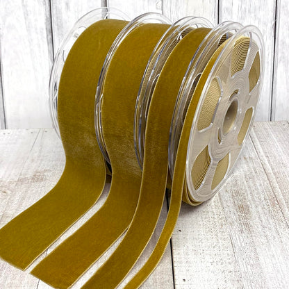 Morex Ribbon 01240/10-533 Nylvalour Velvet Ribbon, Antique Gold, 1 1/2" x 11 yd