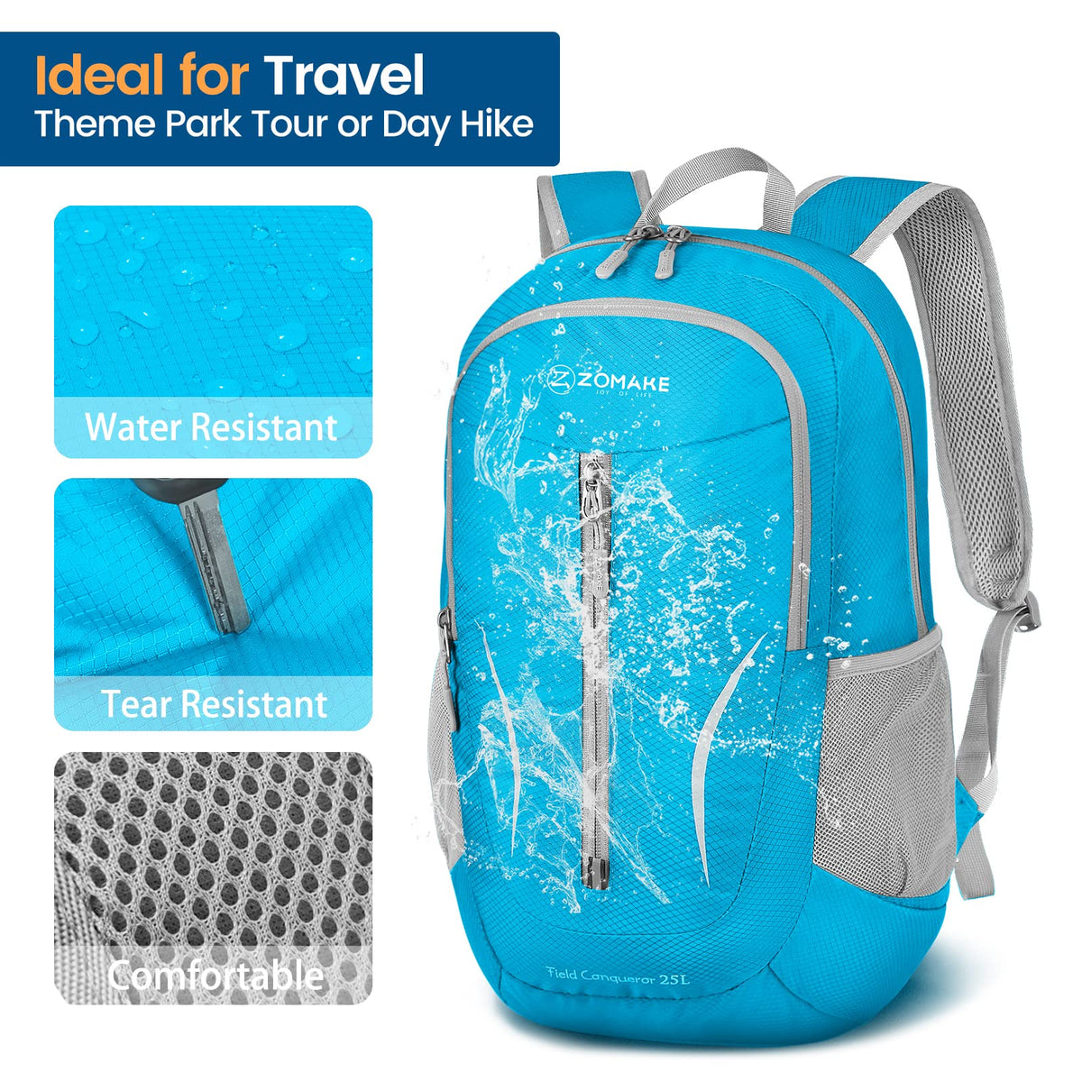 ZOMAKE Ultra Lightweight Packable Backpack 25L, Foldable Hiking Backpacks Water Resistant Small Folding Daypack for Travel