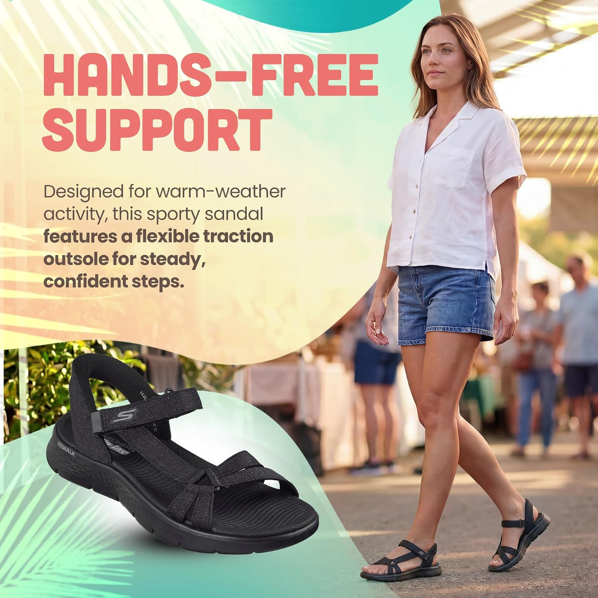 Skechers GO WALK FLEX SANDALIA ILLUMINATE Sandalias para mujer | Caminar, casual, Ultra Go, Goga, tapete lavable a máquina, vegano
