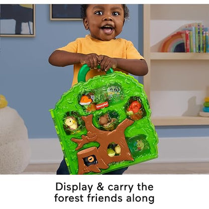 Fisher-Price Little People Estuche de Animalitos del Bosque, Set de Juego Portátil, 8 Figuras de Animales, Juguete para Bebés de 1 Año en Adelante