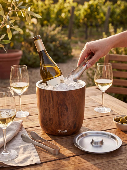 S'well Cubo de hielo + pinzas Jarra, 2 L, madera de teca