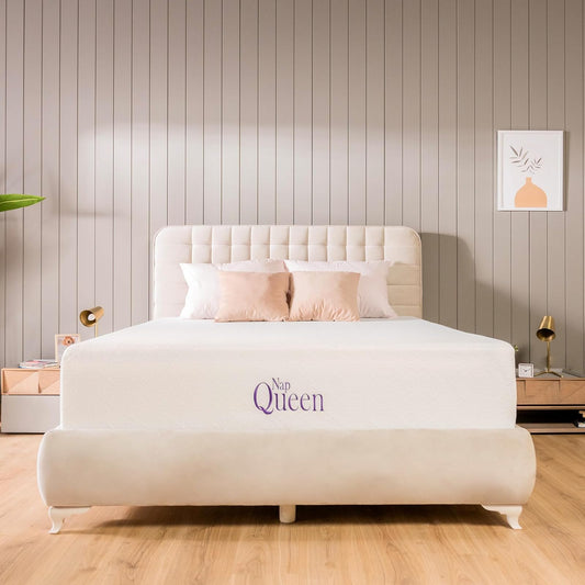 NapQueen - Colchón de Espuma viscoelástica de Gel refrescante de 6 Pulgadas, tamaño Individual, tamaño Individual, tamaño Mediano, para Cama en Caja, Color Blanco