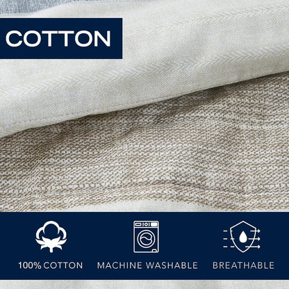 Nautica - Juego de edredón Reversible 100% algodón con Funda a Juego | Cara 100% algodón, dos looks a juego, prelavada para mayor suavidad, lavable a máquina, 1 edredón de 68 pulgadas de ancho x