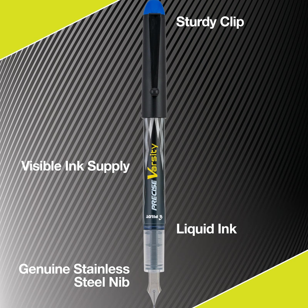 Pilot Varsity, Pluma Fuente, Tinta Líquida Colores Surtidos, Mediano, Estuche 1 Cartucho c/u 7 Piezas (90029)