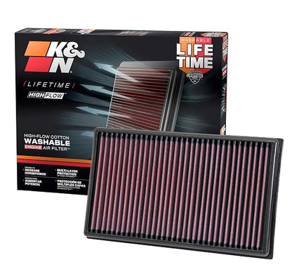 K&N Filtro de Aire de Motor Lavable y Reutilizable para Volkswagen/Audi/Seat/Skoda 1.6-2.0 L 2012-2019, 33-3005