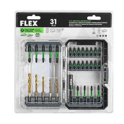FLEX Stack Pack - Juego de brocas de impacto y brocas de accionamiento de 31 piezas, FAM10001-31