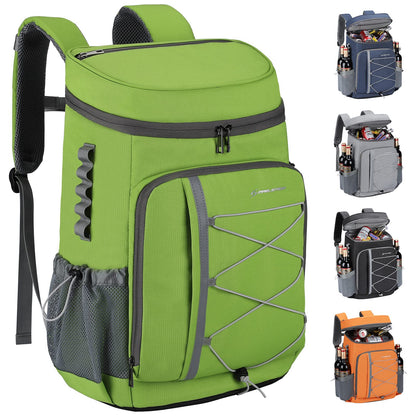 Maelstrom Mochila Hielera 35/50 Latas, Bolsa Hielera Suave Hermética | Frío 16h, bolsillos múltiples, silbato emergencia, acolchado ergonómico transpirable. Ideal camping, pesca, senderismo - Verde - 35 Can