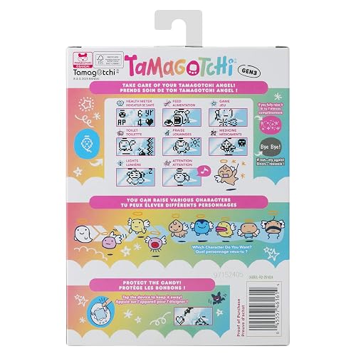 TAMAGOTCHI - Mascota Virtual Original Pastel de Ángel, con Llavero | Mascota digital clásica con minijuegos, sensor de toque, evolución según tus cuidados, batería incluida
