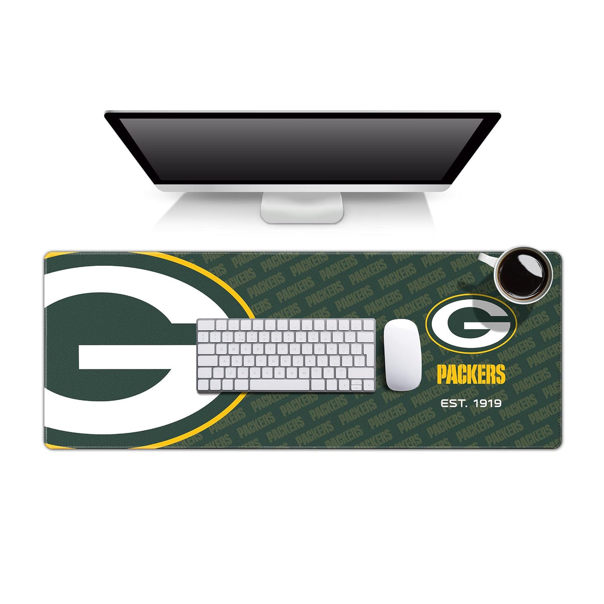 YouTheFan Tapete para Escritorio NFL con Logo de tu Equipo - 30.5 x 80 cm - Green Bay Packers