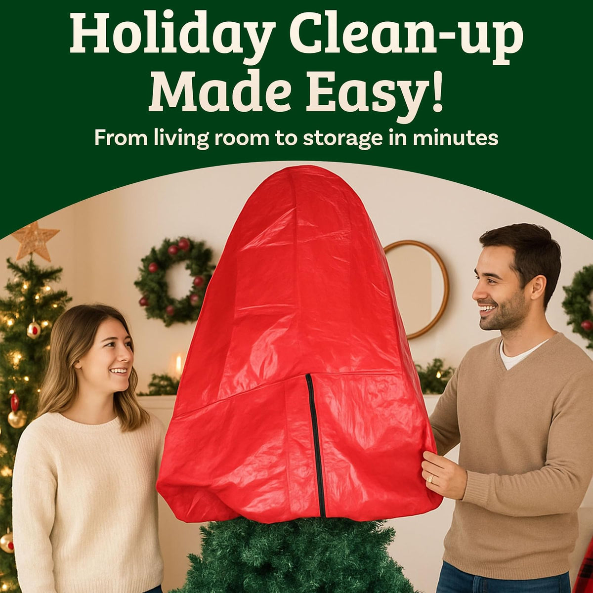 Elf Stor - Cubierta para árbol de Navidad de primera calidad, color rojo, tamaño mediano para árbol de 6 pies