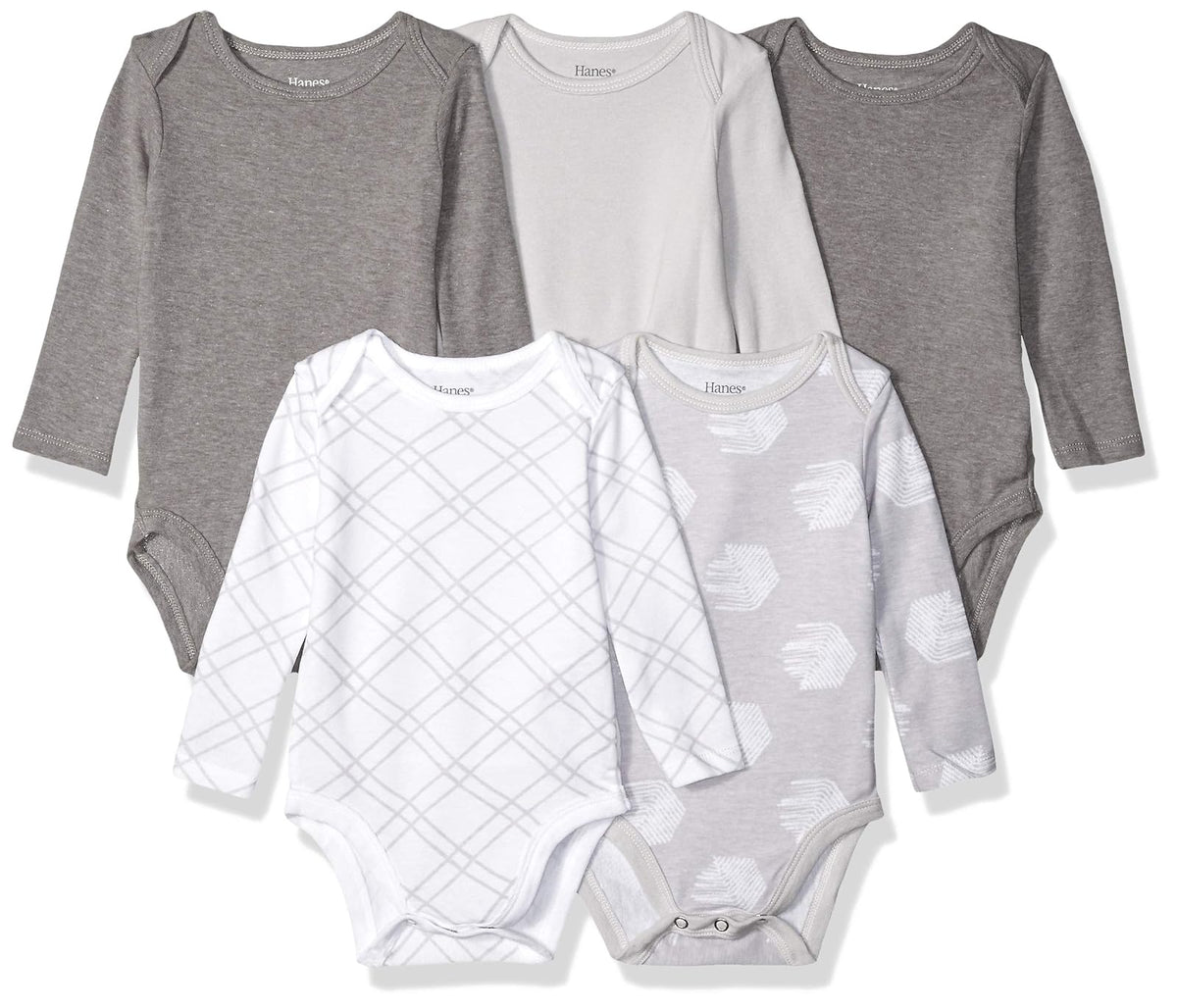 Hanes Flexy 5 Pack Long Sleeve Bodysuits LeotardoBebitas