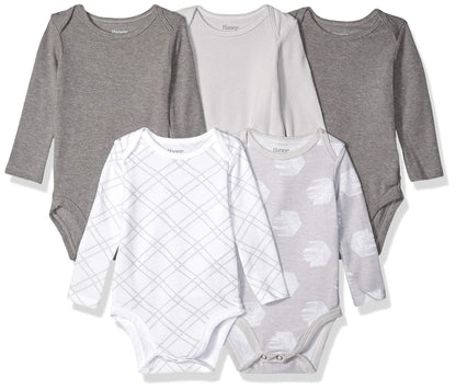 Hanes Flexy 5 Pack Long Sleeve Bodysuits LeotardoBebitas