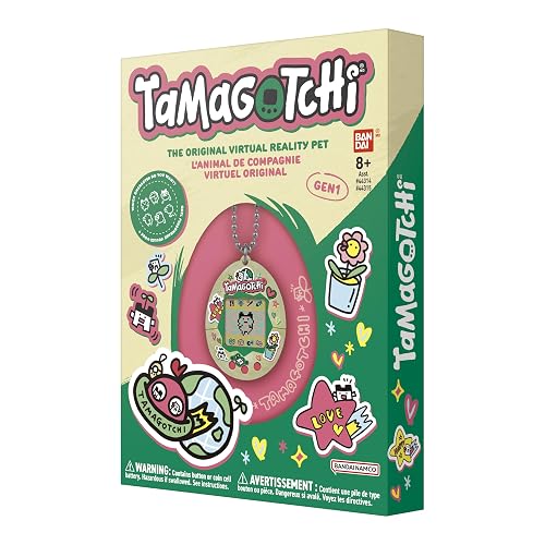 TAMAGOTCHI - Mascota Virtual Original Celebration Egg, Tonos Tierra | Earth Tones coleccionable, minijuego adivinanza, múltiples evoluciones adultas, cadena llavero, batería CR2032, 8+ años