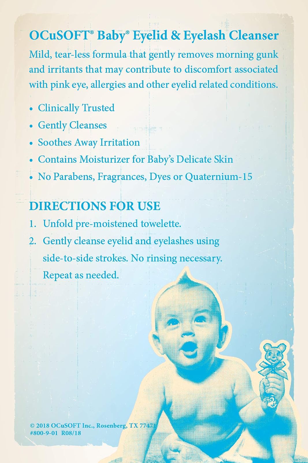 OCuSOFT Baby Eyelid and Eyelash Cleanser, Pre-Moistened Towelette, 20 Count