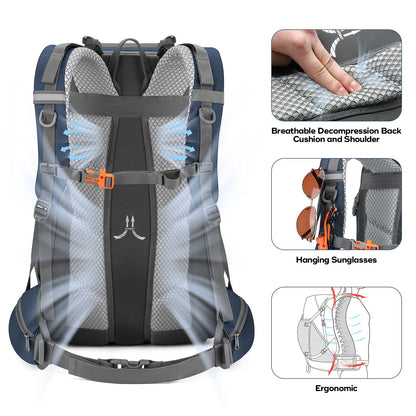 Maelstrom Mochila Senderismo Liviana, Mochila Camping con Cubierta Lluvia | Nailon anti desgarro agua, separación seco húmedo, bolsillos, silbato emergencia. Ideal hombre, mujer, senderismo