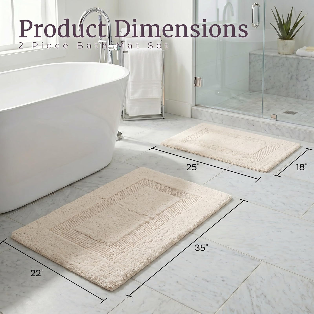 Lavish Home 67-0018-I Reversible Rug Set, Ivory, 2 Piece