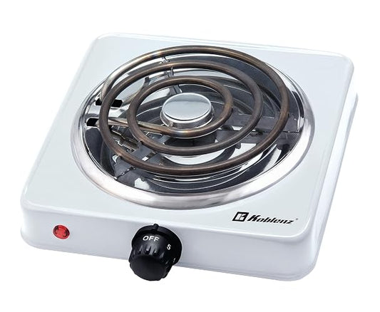 Parrilla eléctrica Koblenz de 1 Quemador de Espiral para Mejor Distribución de Calor, Termostado de Seguridad, 5 Niveles de Calentamiento, Indicador Luminoso, Calentamiento Rápido, modelo PEKM-1000 EG