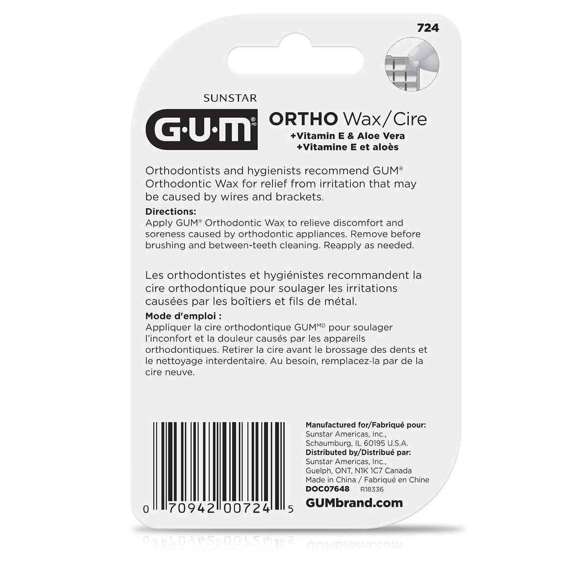 GUM Cera Ortodóntica para Llaves y Alineadores 0070942007641 | Menta, 1 Unidad, Paquete de 6, Protección Dental, Portátil